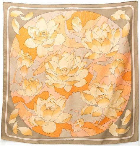 Hermes Fleurs de Lotus by Christiane Vauzelle Silk .